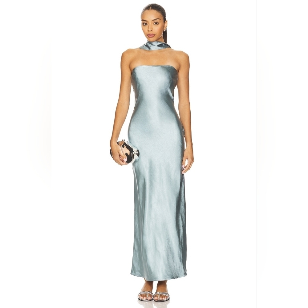 $110 SNDYS x REVOLVE Angelina Neck Tie Maxi Dress In Teal Size Medium